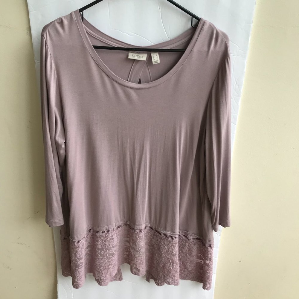 LOGO By Lori Goldstein 3/4 Sleeve Light Lavender Top Size Lg